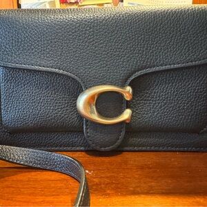 Coach Black Leather Clutch/Crossbody with Gold Accent